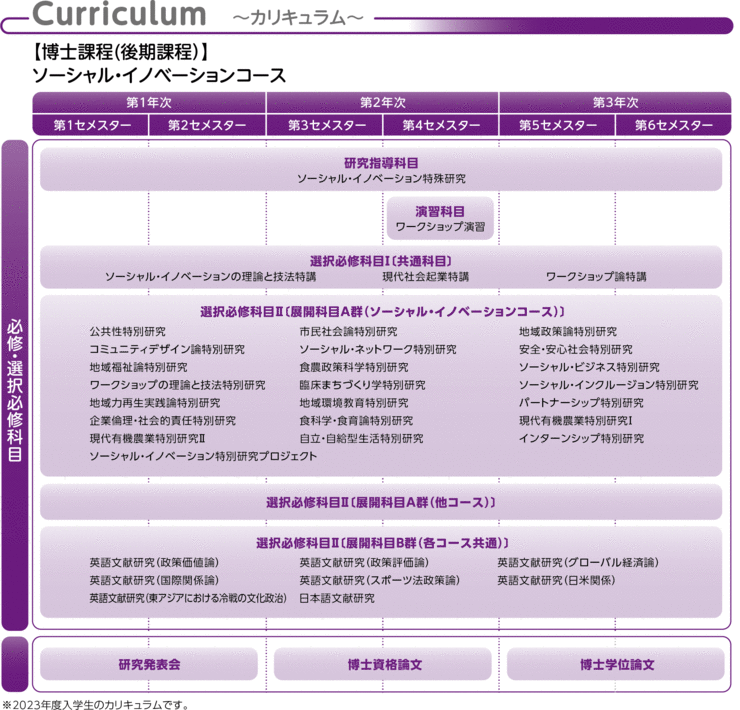 Curriculum 〜カリキュラム〜【博士課程（後期課程）】ソーシャル・イノベーションコース